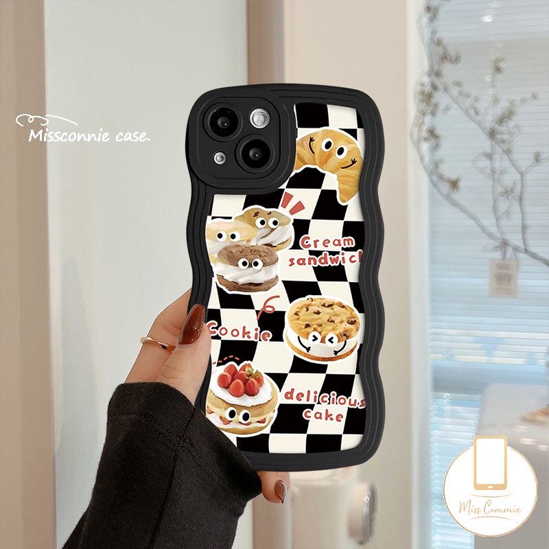 IPHONE Casing Kue Kering Sandwich Cream Enak Cocok Untuk Iphone11 14 13 12 Pro Max7 8 6s 6 Plus X XR XS Max14 Plus 7Plus SE 2020 Soft Tpu Wavy Edge Cover