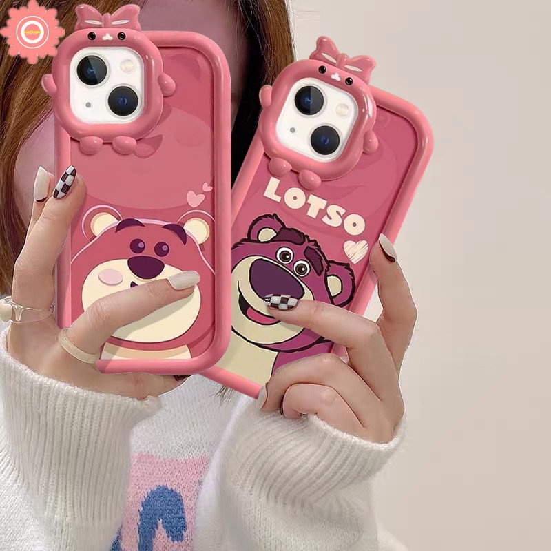 Case Strawberry Bear Manyo Redmi A1 9 10C 10A 9T A1+10 9C 9A Note 10s 11s 11 Pro+8 9 10 Pro POCO X3 Pro NFC M3 Mi 11 Lite Kartun 3D Ikatan Simpul Little Monster Lens Soft Case