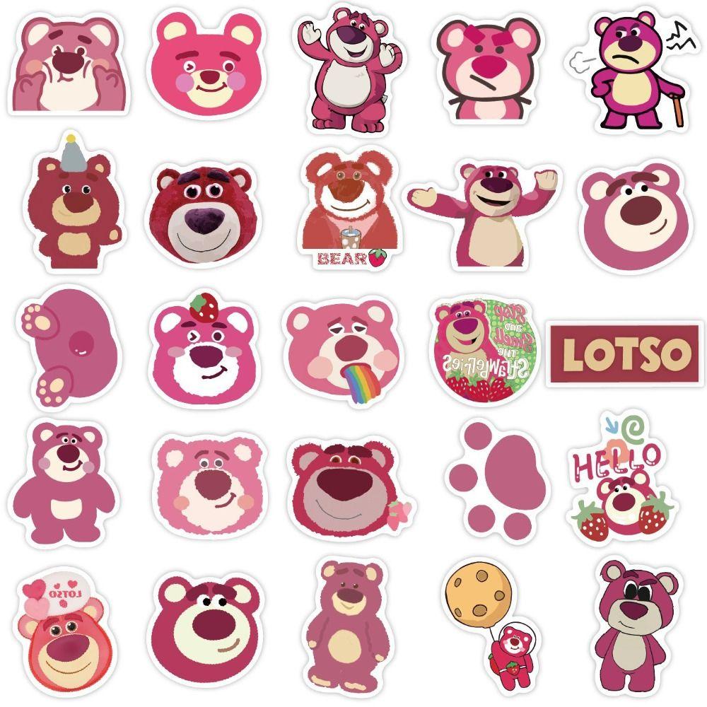 [Elegan] Strawberry Bear Sticker Lucu 50pcs Strawberry Bear Anime Stiker Sticker Pack Mainan Kulit Laptop