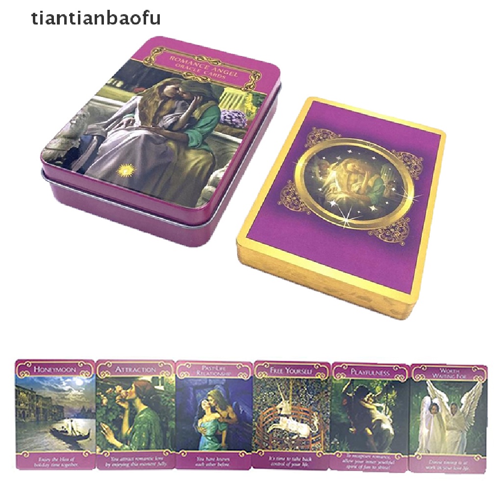 [tiantianbaofu] Kotak Besi Romance Angels Oracle Card Tarot Party Board Game Ramalan w/Butik Manual