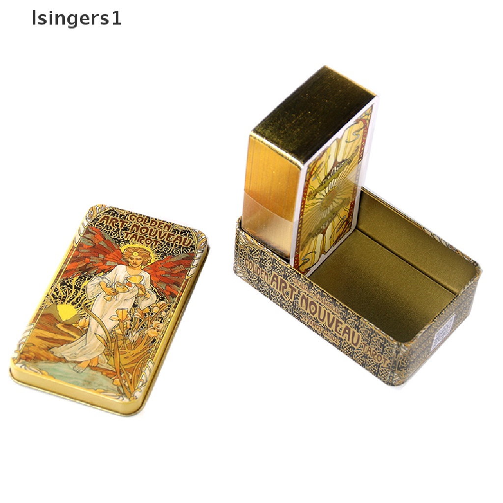 [lsingers1] Tin Box Golden Art Tarot Card Ramuan Ramalan Deck Party Board Game w/Butik Manual