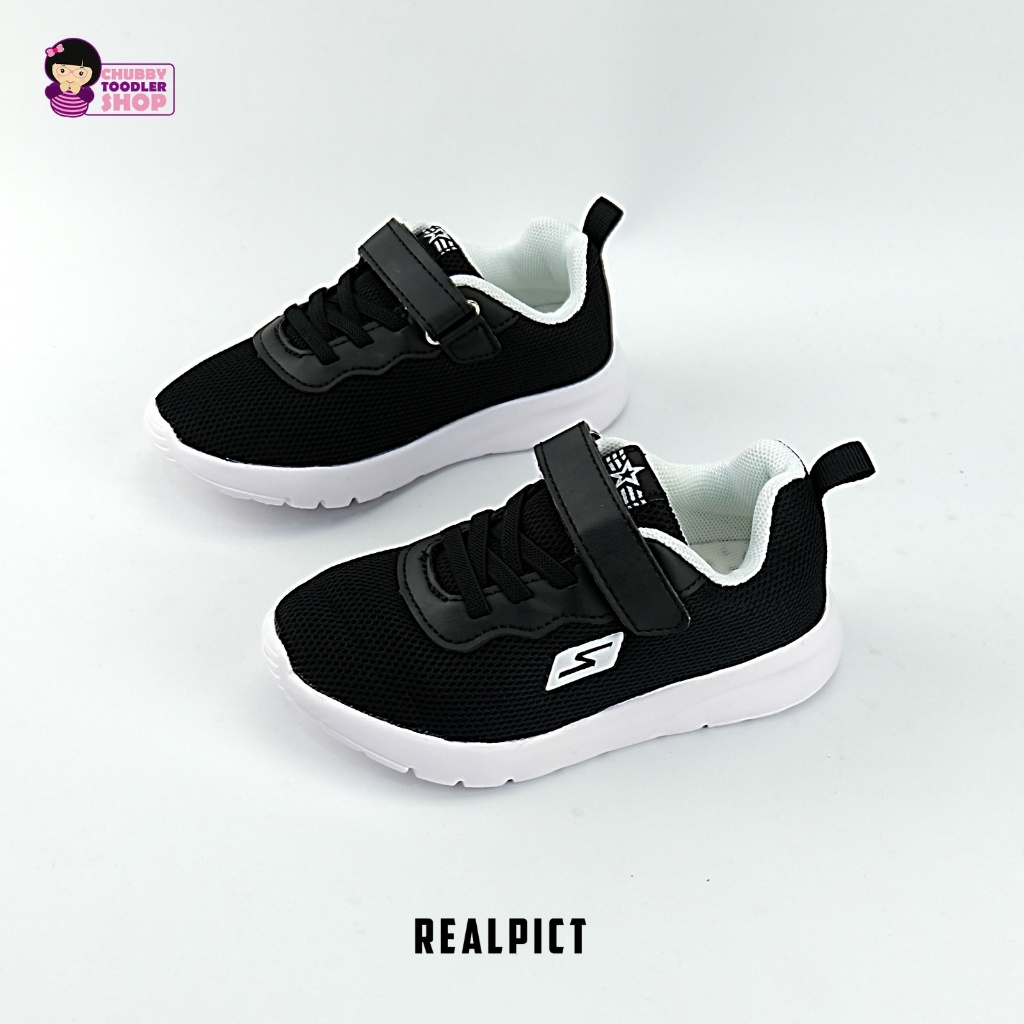 littlekiddoss SH2307 Sepatu Sneakers Anak Size 22-37 Sepatu Sekolah Anak Full Hitam Sepatu Bayi Balita 1 2 Tahun - 13 Tahun Sepatu Kets Ringan Berpori-pori Sepatu S Anak Import