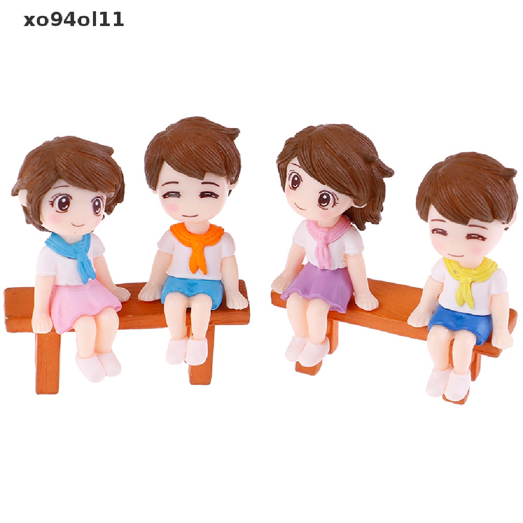 Xo 1set Sweet Couple DIY Patung Miniatur Mini Taman Deco Kursi Lanskap Mikro OL