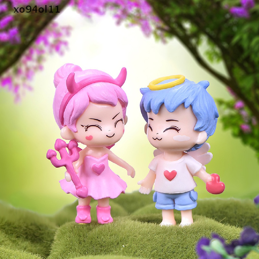 Xo Angel Demon Couple Patung Kecil Patung Kecil Figure Ornamen Miniatur OL