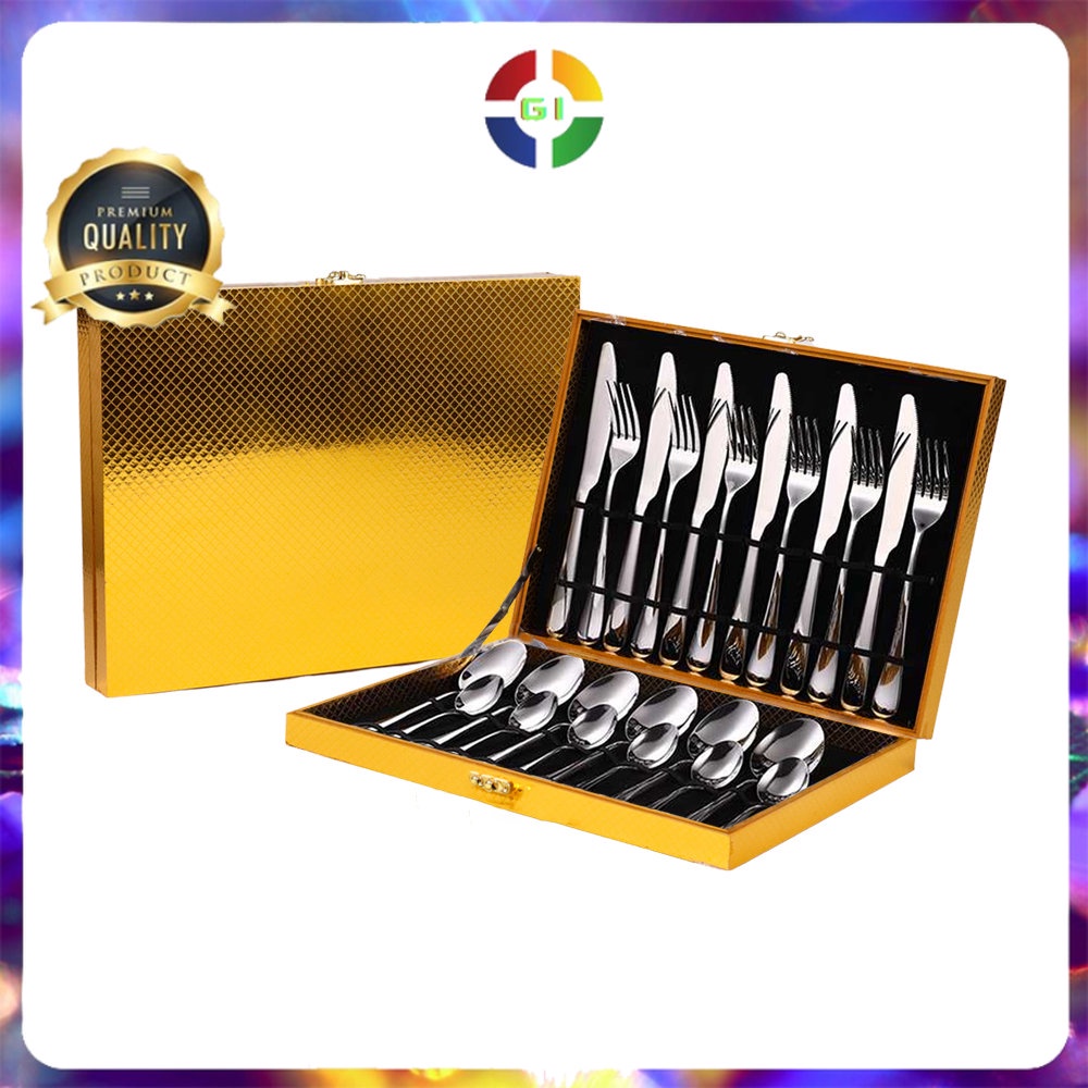 Perlengkapan Makan Sendok Garpu Pisau 1 Set 24PCS Stainless