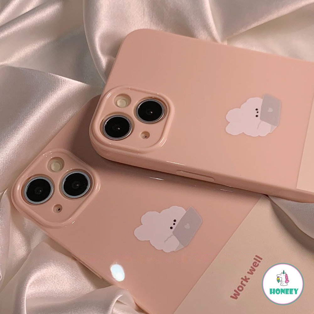 IPHONE Honey Powder Pillow Dog, Casing Ponsel Kelinci Kerja Untuk Iphone14 13 12 11 Pro Max14 Plus Sarung Casing TPU Nyaman