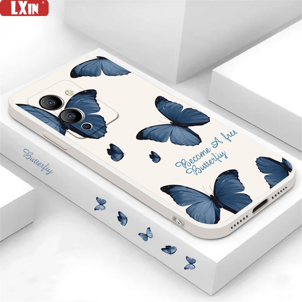 Case Butterfly Biru Infinix Note12 G96 Hot 20S Note 11smart 6smart 5panas 11S NFC Hot11Main 12 10Play 9main Hot 10S Hot 10T Butterfly Pink Soft Silicone Case