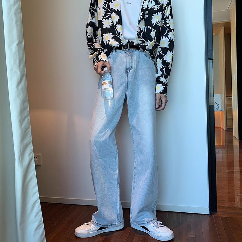 Celana Jeans Kaki Lebar Longgar Kaki Lurus Pria