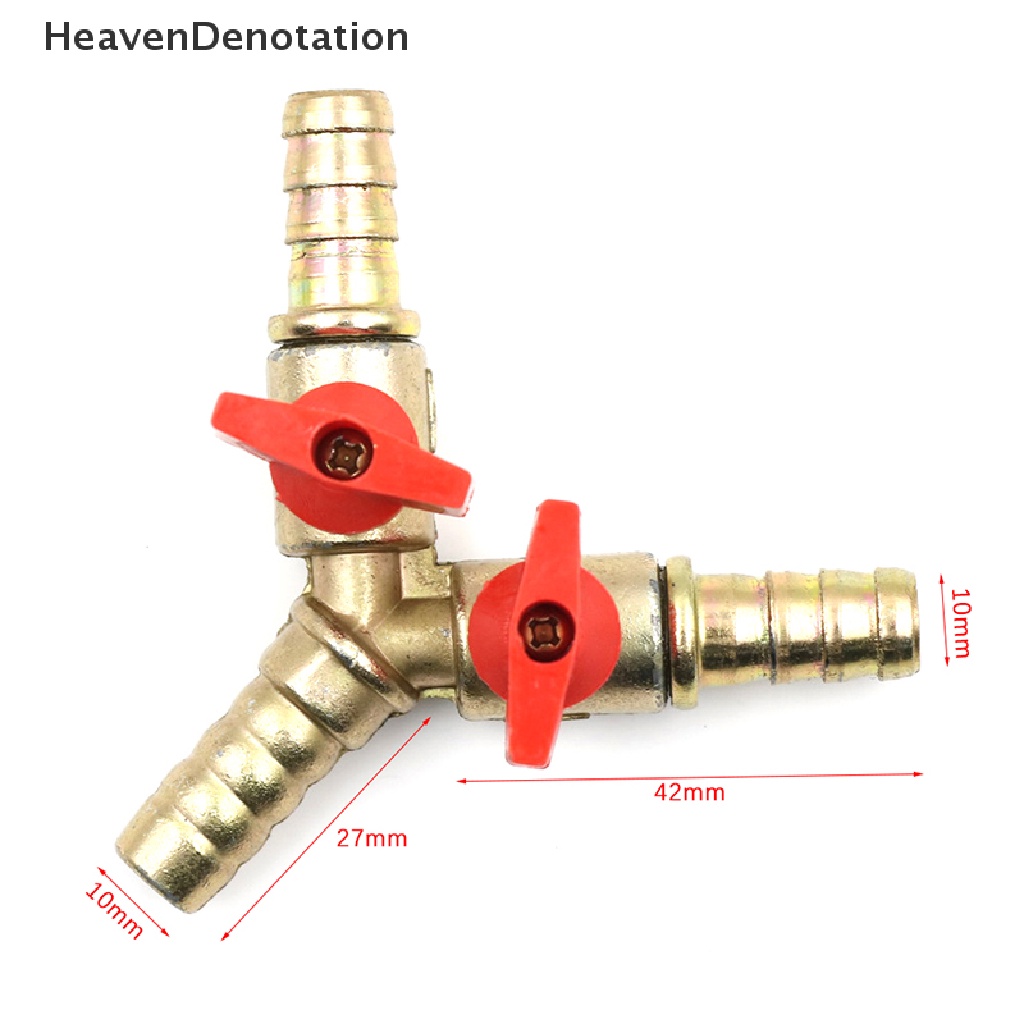 [HeavenDenotation] Ball Valve Y Shut off Kuningan 3arah Tee 3per8 &quot;10mm Barb Fuel Gas Oil/Valve Clamp  Konektor Tee gas Kuningan Tipe Y Pipa gas ball valve switch Kaos 3arah Y Tutup o