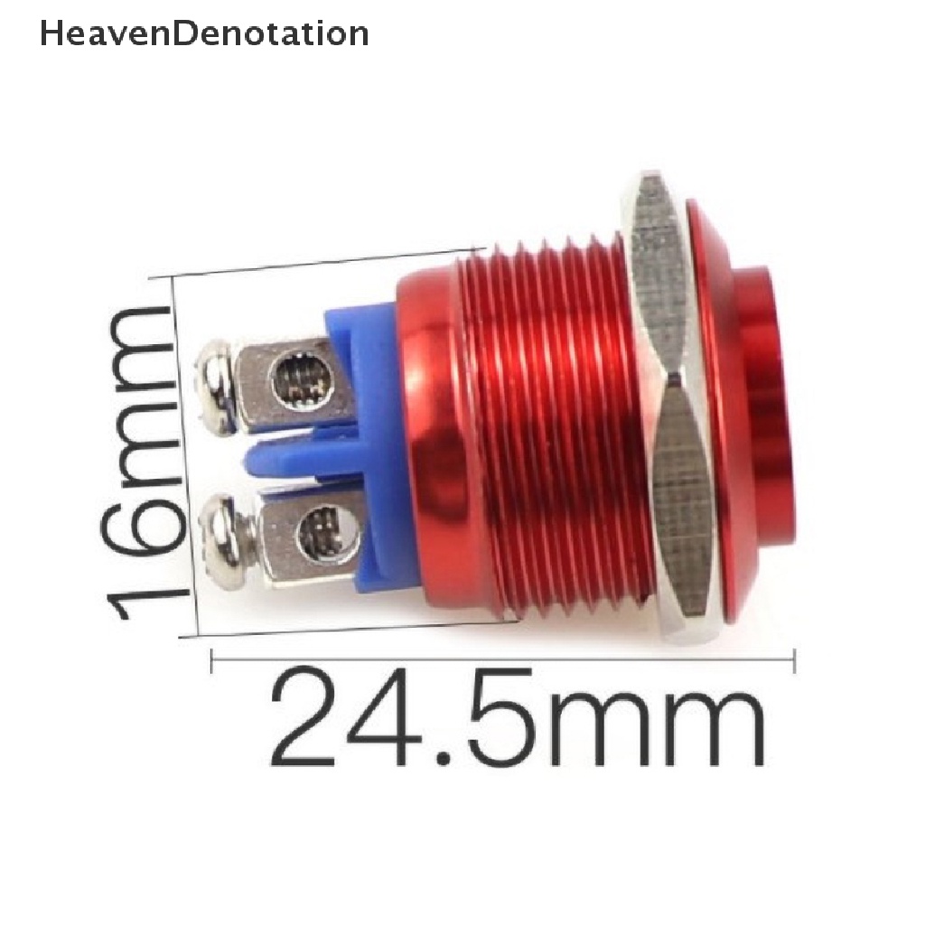 [HeavenDenotation] 1pc Saklar Tombol Tekan Momentary 16mm Waterproof Mount Button Switch HDV