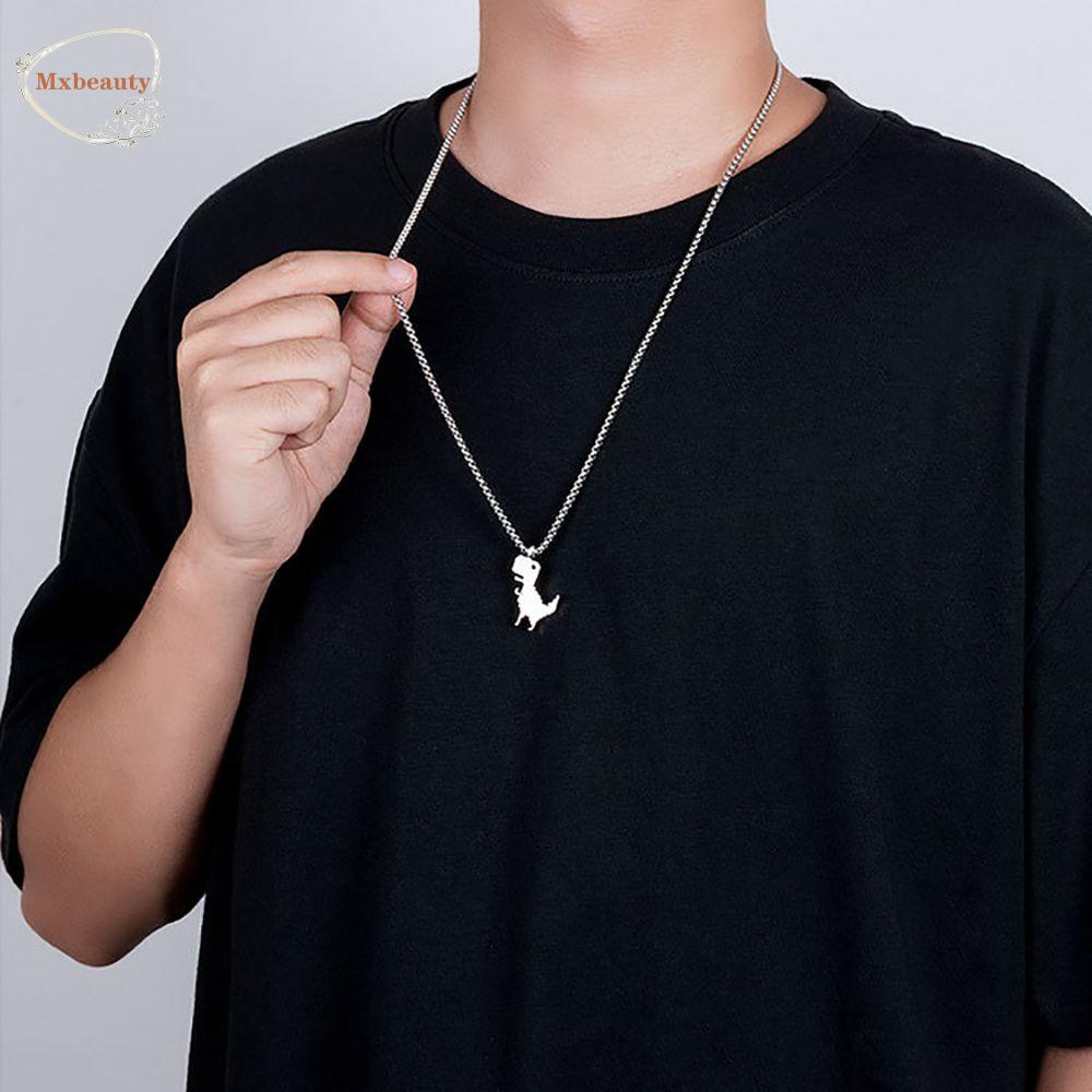 MXBEAUTY Cute Dinosaur Necklaces Trendy Fashion Jewelry Korean Style Clavicle Chain Graffiti Animal Female Cool Personality Simple Men Necklace