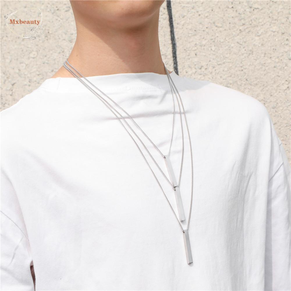 Mxbeauty Kalung Rantai Bentuk Persegi Panjang Bahan Stainless steel Warna Emas