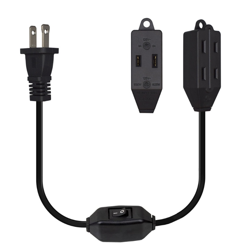 Cre Strip Power 2cabang Dengan Saklar 12A 1-15P Ke 1-15R 64cm Kabel Ekstensi 3outlet Untuk Desktop Rumah Penggunaan Indoor Dapur