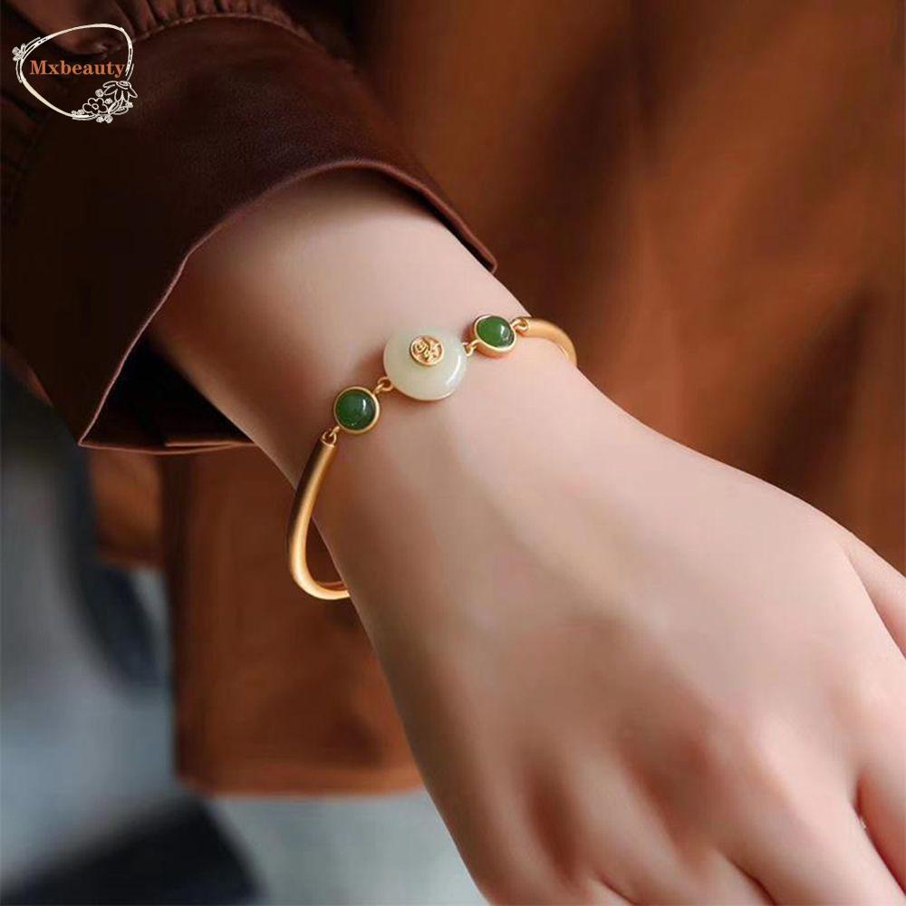 Mxbeauty Gelang Giok Imitasi Fashion Klasik Perhiasan Aksesoris Gadis Hanfu Aksesoris Gaya Cina Wanita Bracelet