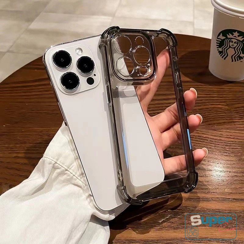 IPHONE Casing Ponsel Dilapisi Plating Tahan Guncangan Kompatibel Untuk Iphone7 8 Plus13 14 12 11 Pro MAX X XR XS MAX Mewah Simple Macaron Warna Permen Transparan TPU Soft Back Cover
