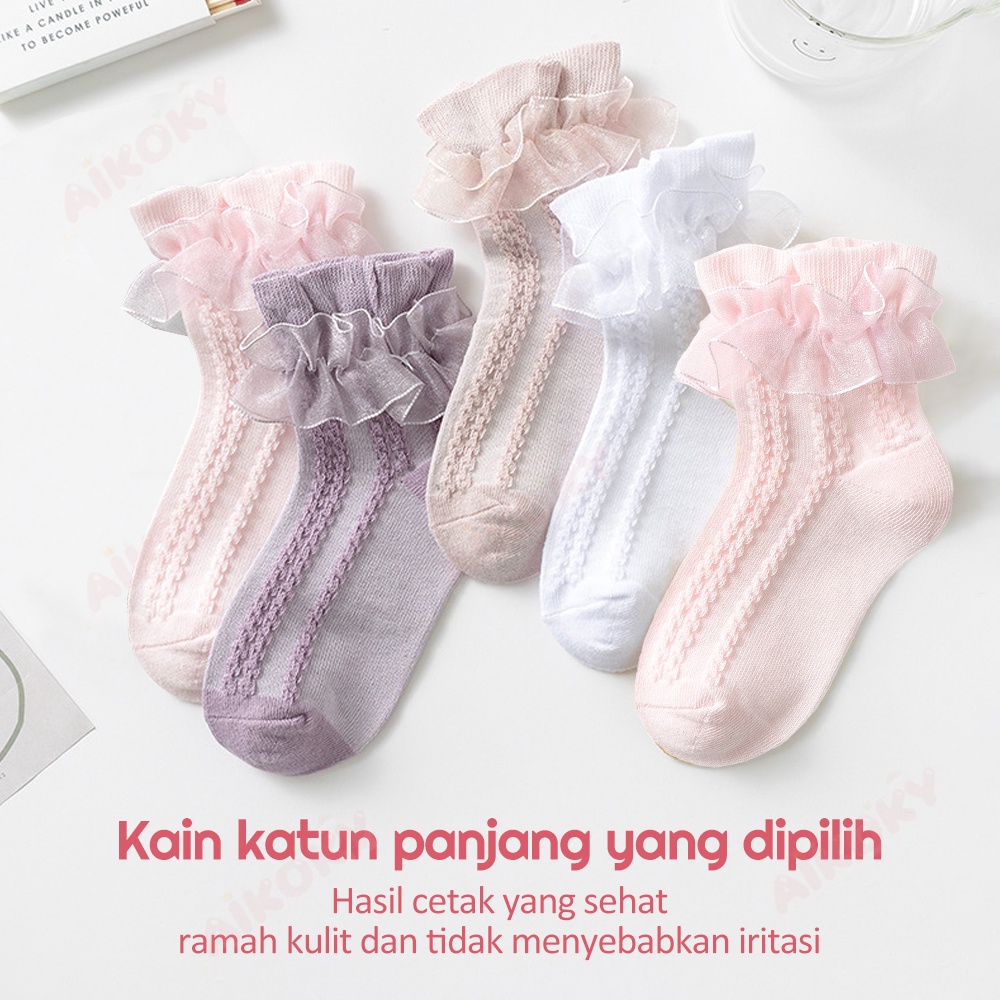 Aikoky Kaos kaki renda pesta anak perempuan / Kaos kaki renda bayi panjang 4-12 tahun