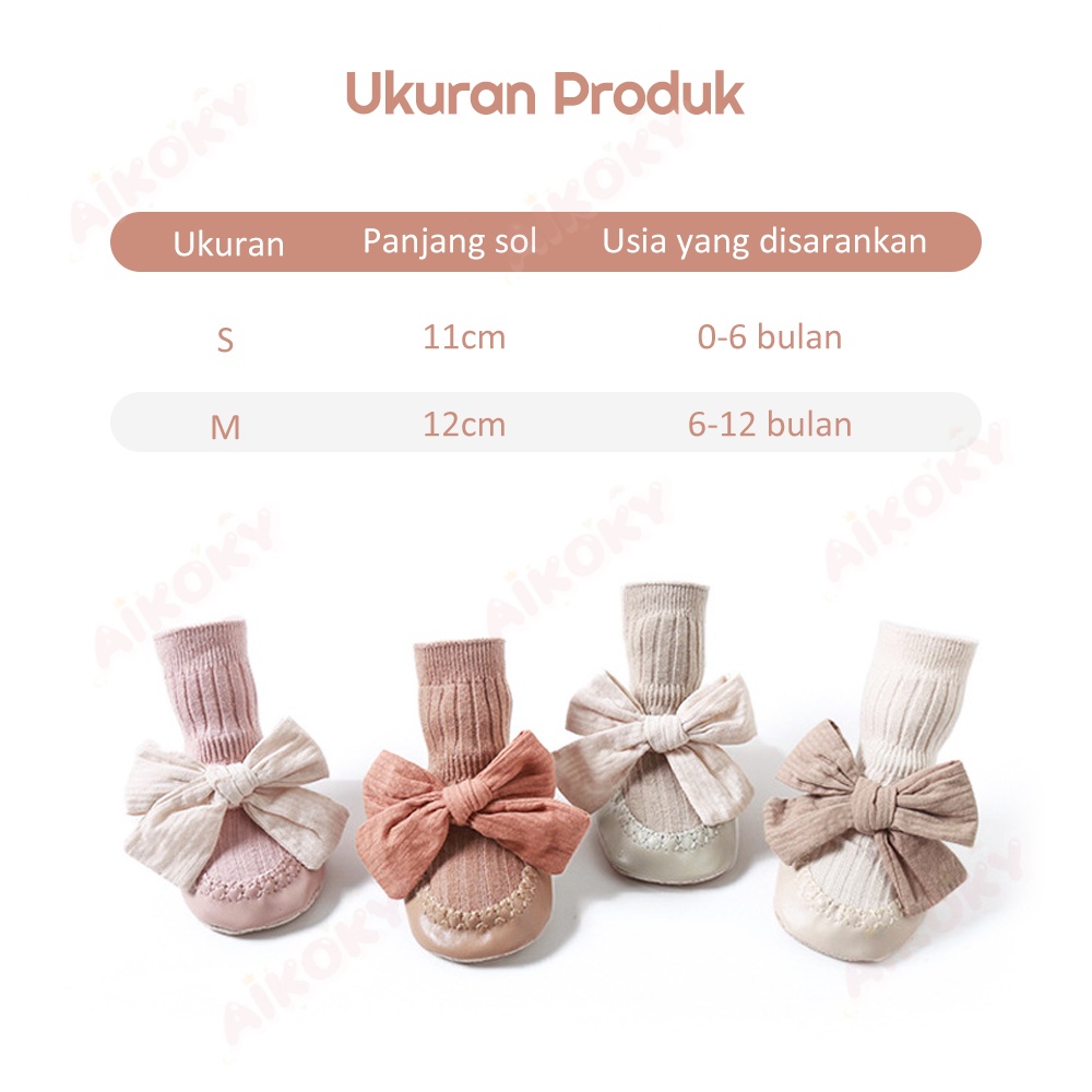 Aikoky 0-2 Tahun Sepatu bayi prewalker perempuan / Kaos kaki bayi anti slip / Baby prewalker shoes