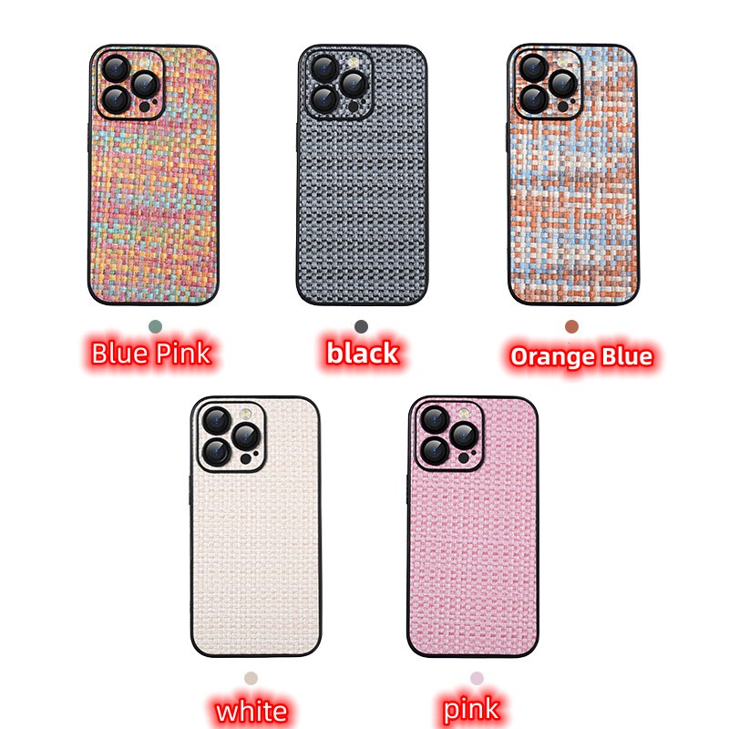 IPHONE Desain Kreatif Dan Motif Tenun Dari Film Lensa Bawaan Casing Ponsel Iphone11 12 13 14 Pro Max14 Plus Case Cover