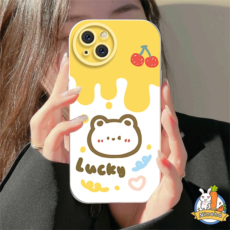 IPHONE Casing Kompatibel Untuk Iphone14 13 12 11 Pro Max X Xr Xs Max8 7 6 6s Plus SE 2020 Baru Kartun Cream Kelinci Lensa Full Cover Pelindung Ponsel Case Bantal Udara Anti Jatuh Soft Case