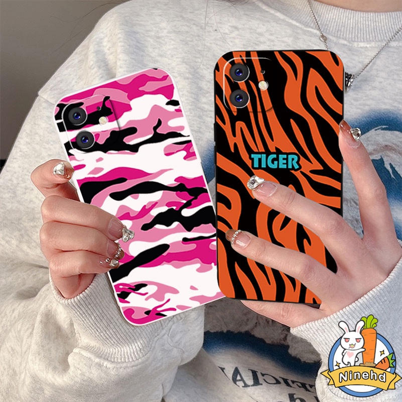 IPHONE Casing Kompatibel Untuk Iphone14 13 12 11 Pro Max X Xr Xs Max8 7 6 6s Plus SE 2020 Warna-Warni Motif Leopard Tepi Lurus Casing Ponsel Silikon Penuh Melindungi Shockproof Cover Pelindung