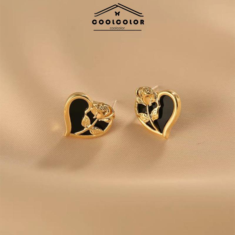 COD❤️Anting S925 Korea Anting Bunga Cinta Kecil  Earrings Emas Anting Tusuk Motif Vintage Fashion  Impor Murah Aksesoris Wanita