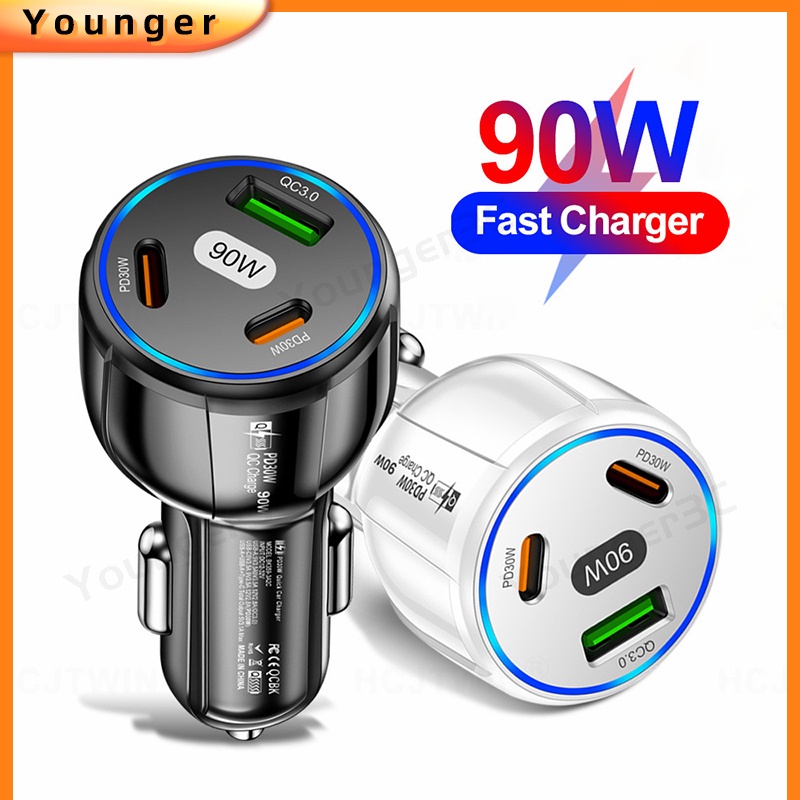 Adaptor Travel Pengisian Cepat 90W Charger 3in1 Fast Charging 1USB+2PD Travel Adoptor Untuk i-phone Tipe C Android USB Micro