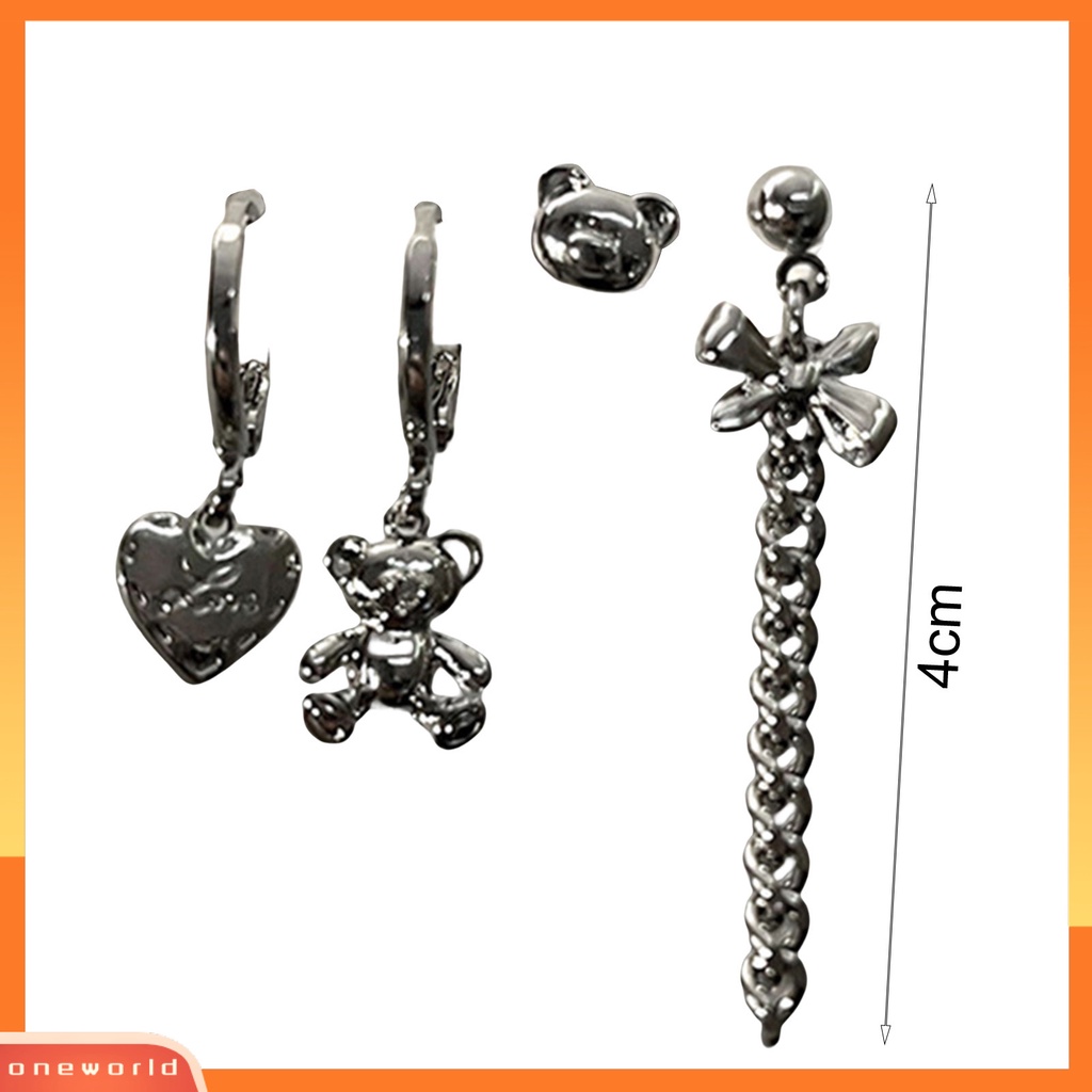 [EONE] 1set Anting Wanita Manis Keren Gothic Multi-Gaya Hadiah Elegan Alloy Cinta Hati Berbentuk Hoop Menjuntai Stud Earrings Kit Untuk Pacaran