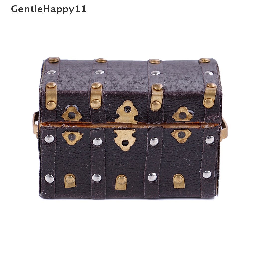 Gentlehappy Treasure chest vintage leather case id Miniatur Aksesori Rumah Boneka id