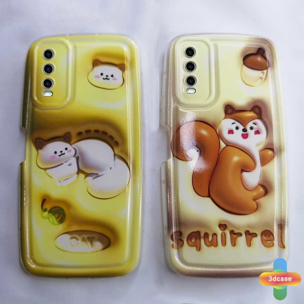 Case VIVO Y16 Y22 Y22S Y02 Y12S Y35 Y12 Y20 Y15S Y15C Y21E Y21G Y91C Y21 2021 Y21A Y21T Y30 Y21S Y20S Y12i Y3S Y33T Y15A Y01 Y01A Y91 Y30i Y93 Y95 Y15 Y17 Y50 Y53S Y51 2020 Y51A Y10 Y33S Y1S Y11 Cartoon  Squirrel Silicone Soap Case