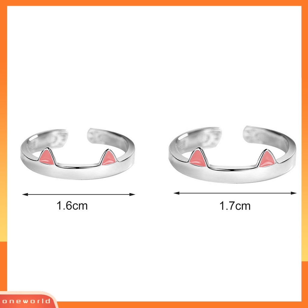 [EONE] Cincin Couple Telinga Kucing Plating Dekorasi Perhiasan Pembukaan Adjustable Finger Ring Untuk Pakaian Sehari-Hari