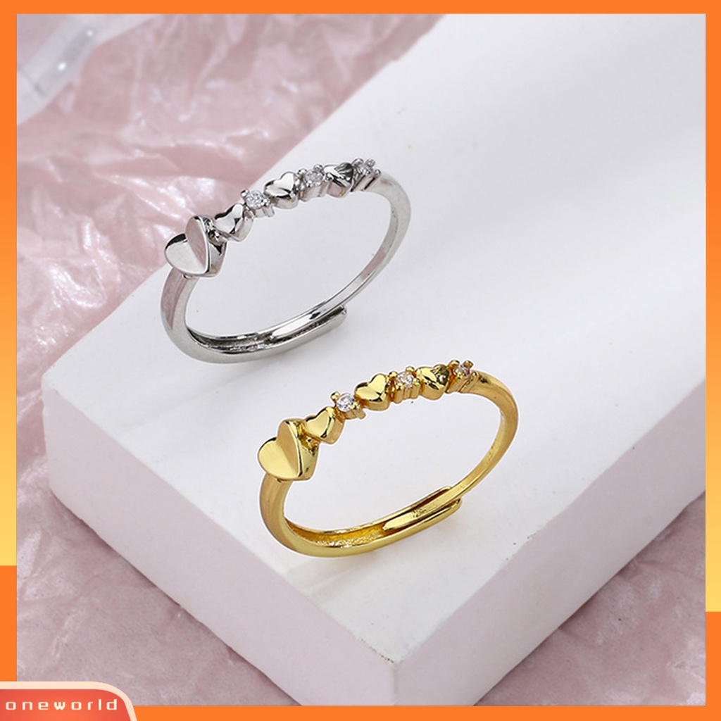 [EONE] Wanita Cincin Adjustable Desain Pembukaan Berlian Imitasi Mengkilap Hias Geometris Cinta Hati Jari Cincin Pernikahan Band Perhiasan Hadiah Untuk Hari Kasih Sayang