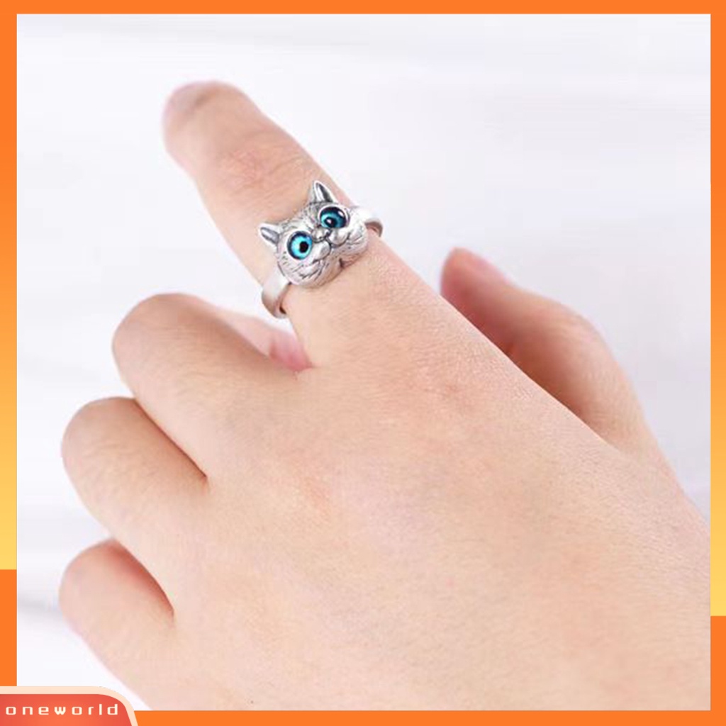 [EONE] Wanita Cincin Vintage 3D Kartun Desain Pembukaan Yang Dapat Disesuaikan Geometris Hias Hadiah Lady Kitten Brave Troops Sun Finger Ring Jewelry Untuk Kehidupan Sehari-Hari