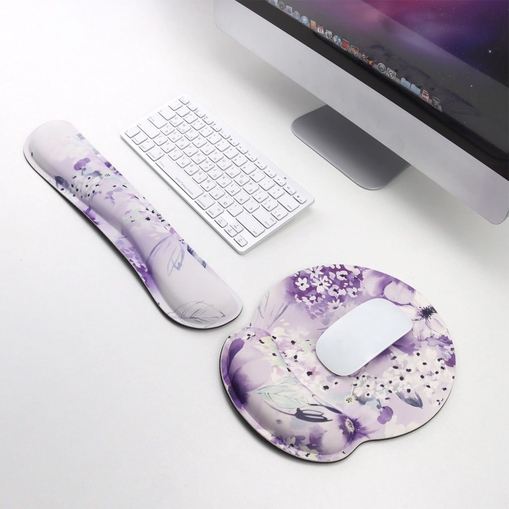 Wrist Rest Support Wrist Rest Pad Alas Mouse Ergonomis Cat Air Bunga Mawar Wisteria Owl Pesley Kartun Ruang Pelabuhan Kapal Lukisan Minyak Peta Dunia Memory Foam Mouse Pad
