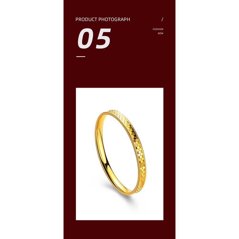 Goldkingdom Perhiasan Fashion 24K Bangkok Aksesoris Ready Stock Cnc Halus Perempuan Sisik Naga Berlapis Emas Sisik Naga Polkadot Gelang