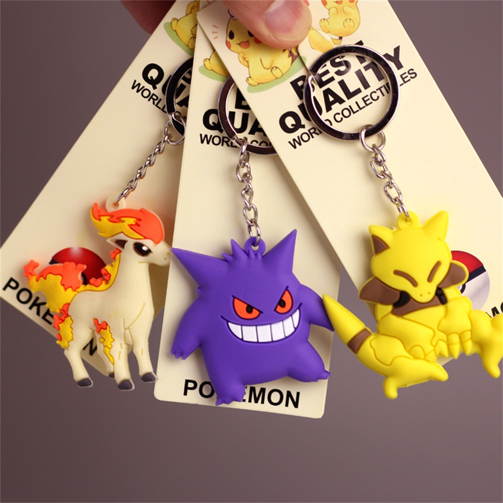 Pendant Pokemon Gantungan Kunci Silikon Liontin Tokoh Aksi Anime Pikachu Gantungan Kunci Kartun Mode Charmander Boneka Psyduck Tas Mobil Liontin Hadiah Anak Perempuan