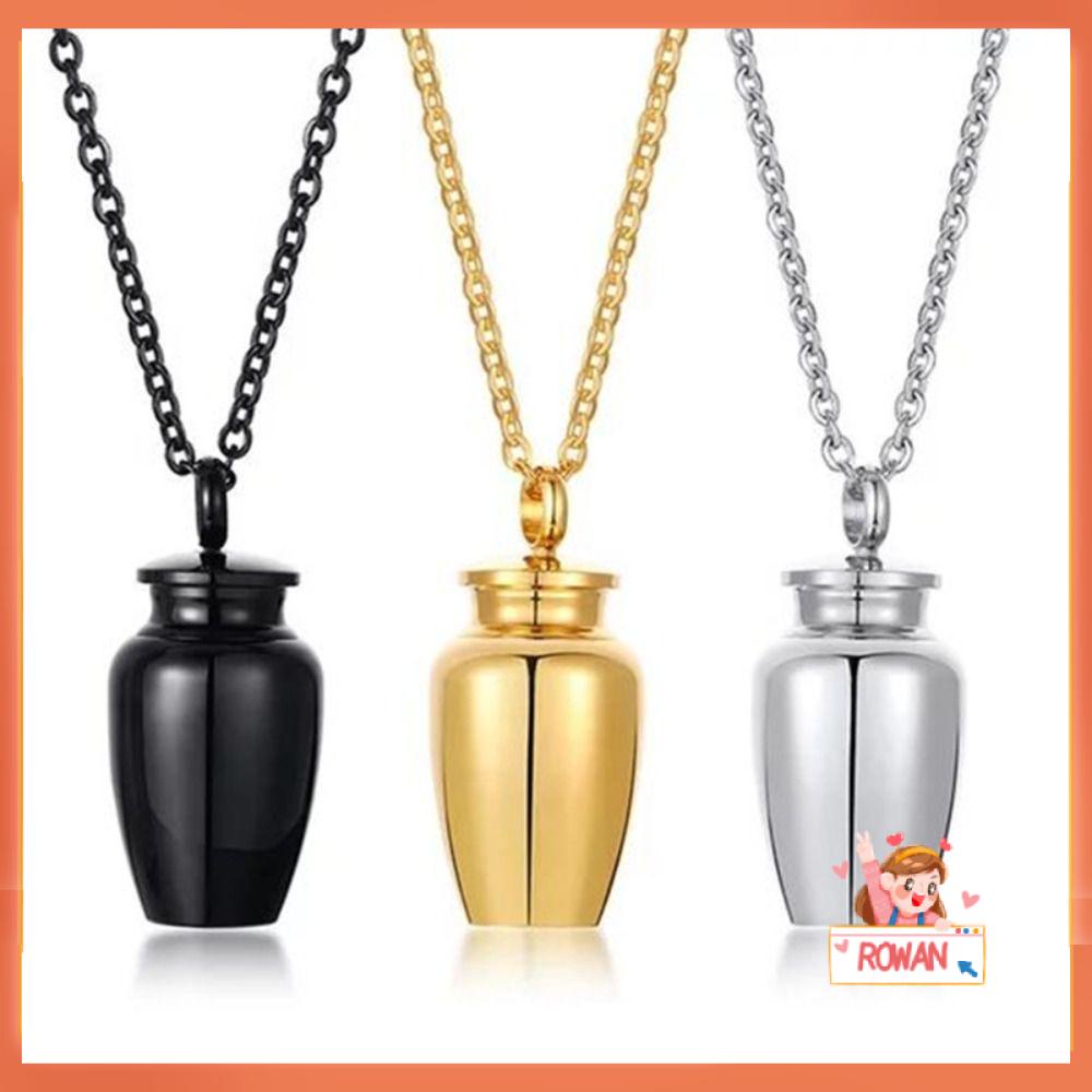 R-flower Wishing Bottle Necklace Fashion Stainless Steel Pesona Keberuntungan Bentuk Oval Toples