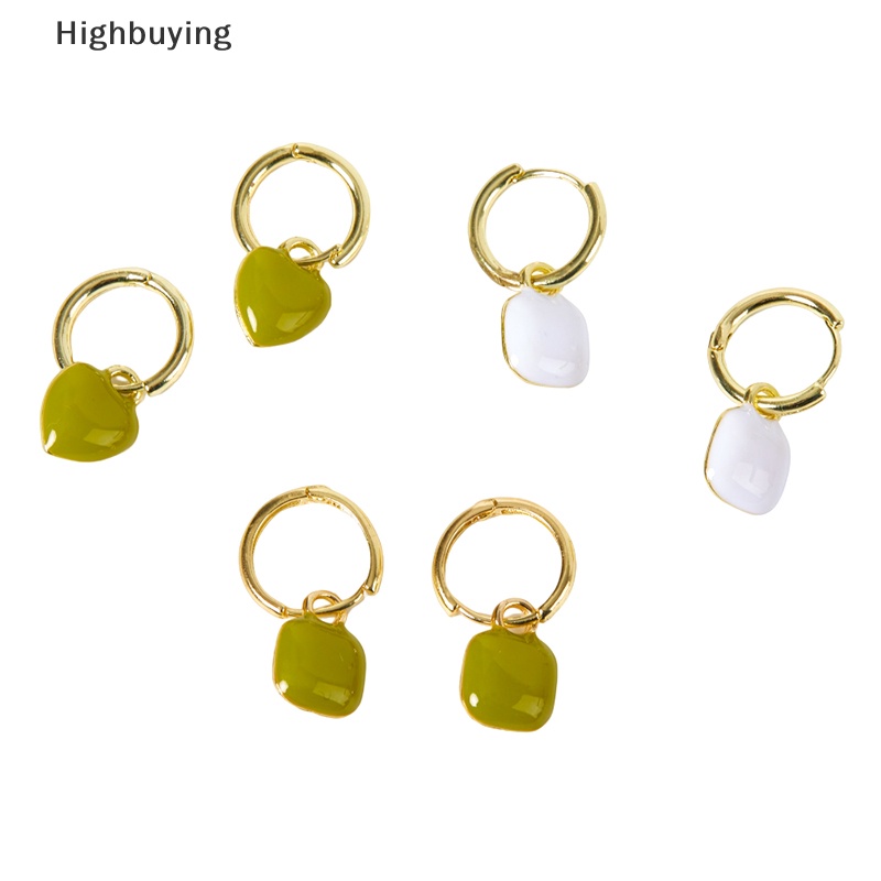 Hbid 1pasang Anting Persegi Hati Perancis Elegan Vintage Wanita Anting Liontin Perhiasan Desain Sederhana Manis Hadiah Glory