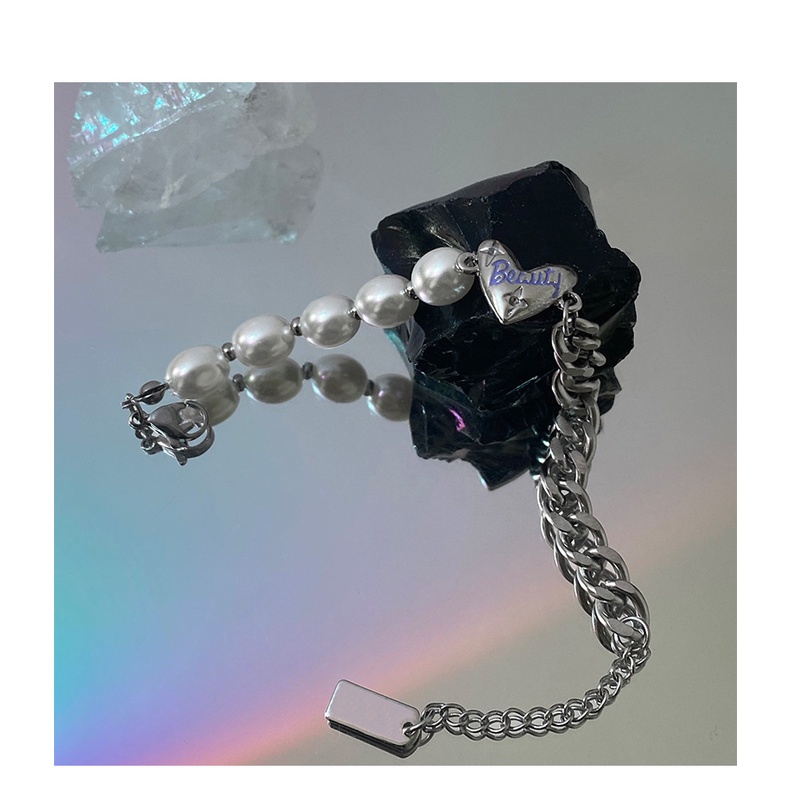 Gelang Perca Mutiara Cinta Surat Ungu Yang Dipersonalisasi Dan Serbaguna, Musim Panas Desain Niche Ins Baru, Gelang Trendi Rantai Manik-Manik