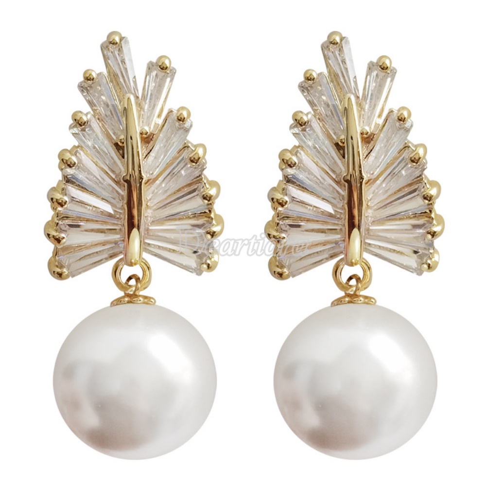 Temperamen Anting Fashion Wanita Anting Mutiara Imitasi Indah Anting Gandum Anting Zirkon