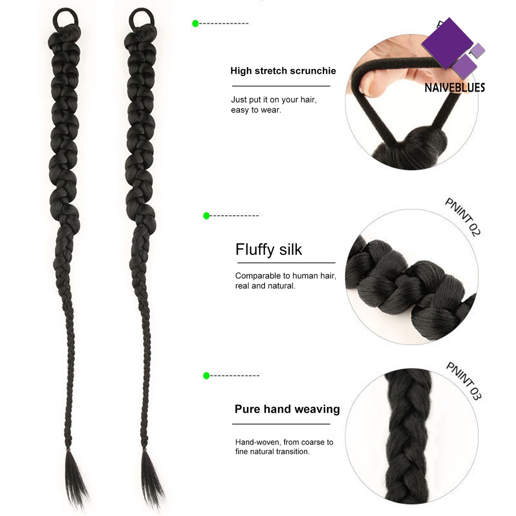 &lt; Naiveblues &gt; Wig Kepang Halus Realistis Natural Elastis Tali Rambut Hairs Styling Nyaman Dipakai Afrika