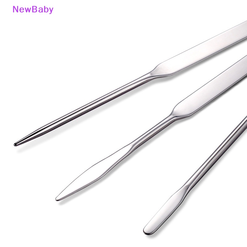 Newbaby 1PCS Kepala Ganda Alat Spatula Pencampur Makeup Kosmetik Bahan Stainless Steel Untuk Palet ID