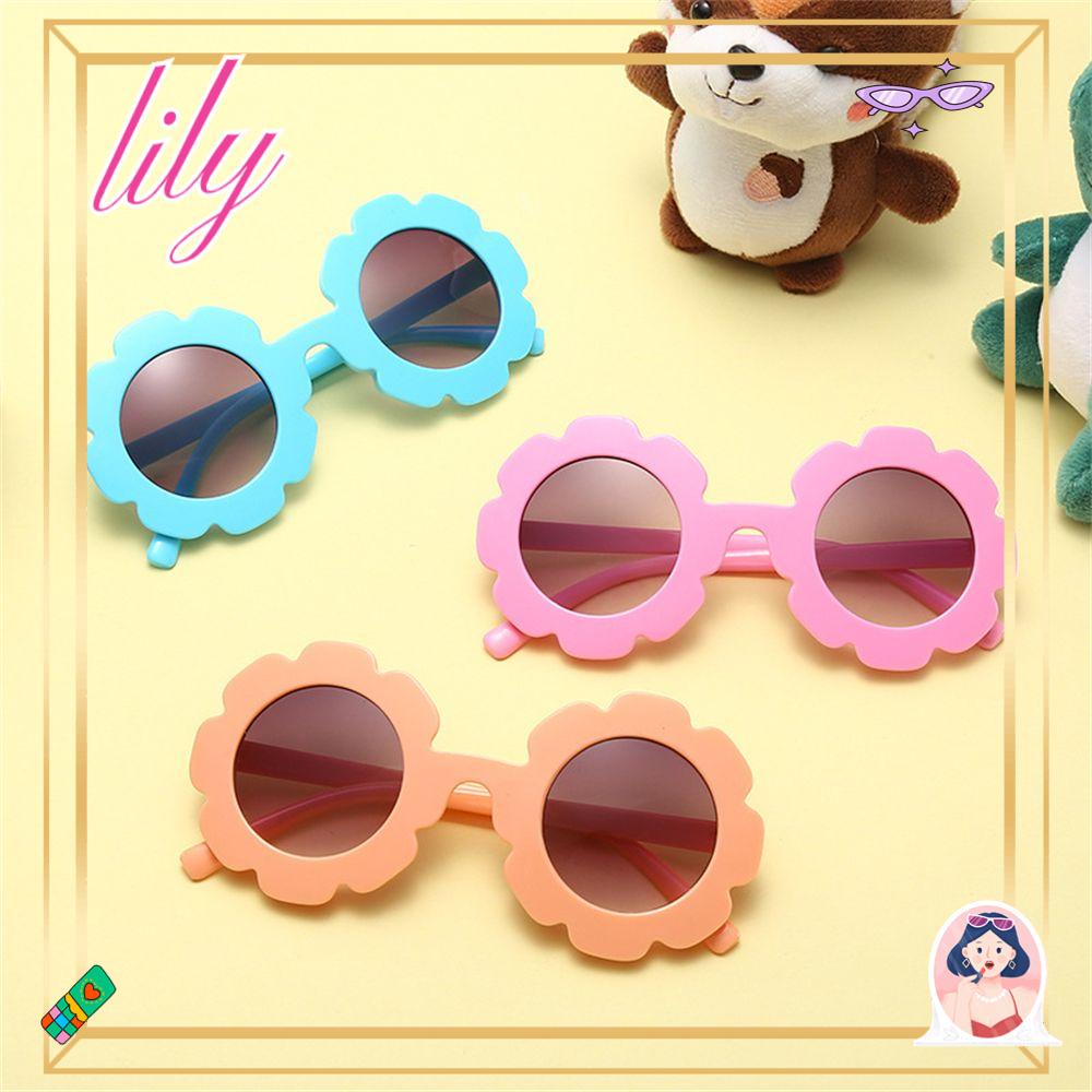 Lily Anak Kacamata Hitam Warna-Warni Musim Panas Pantai Cewek Cowok Perlindungan UV Liburan Outdoor Eyewear Flower