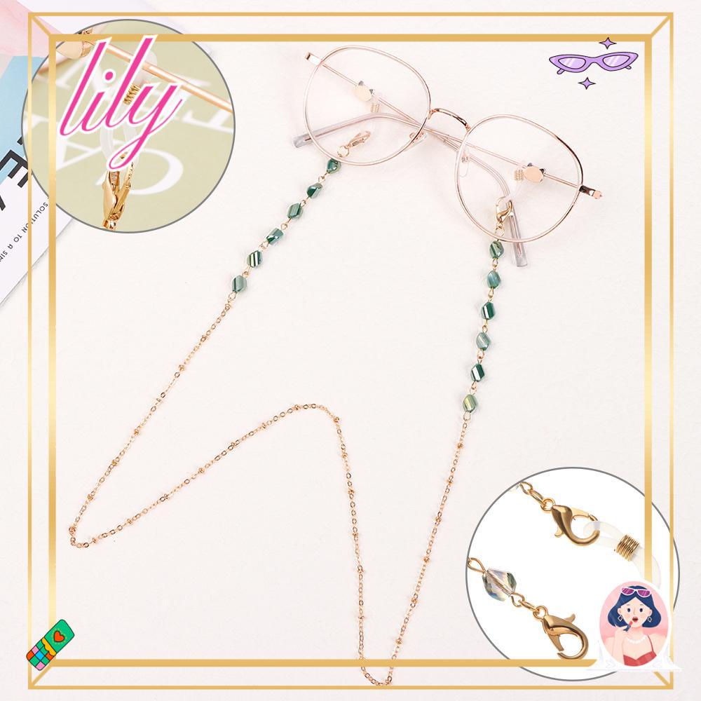 Lily Glasses Chains Fashion Tali Kacamata Baca Manik-Manik Kristal Anti Hilang