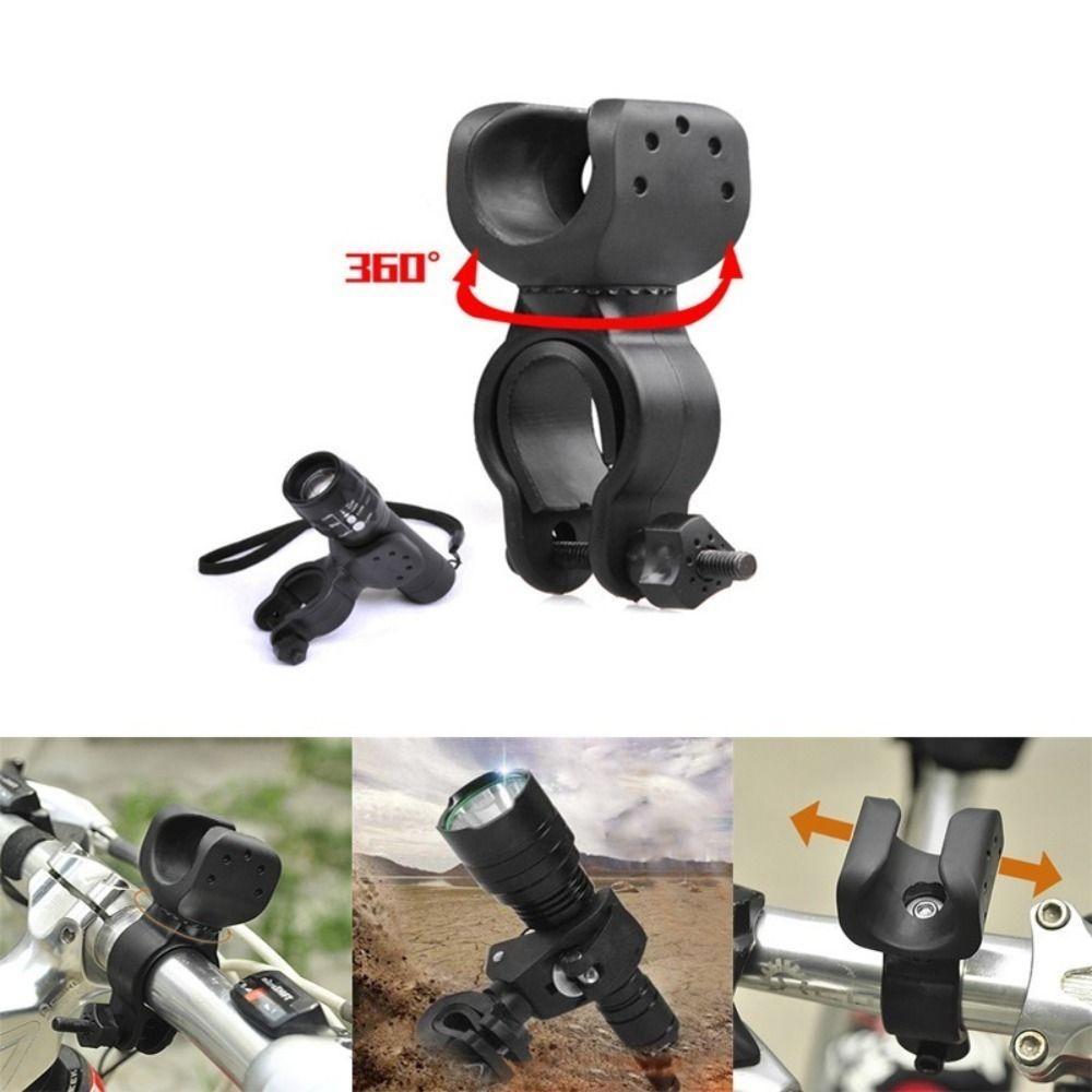 Agustinina Cycling Flashlight Holder Universal Night Riding Berputar 360derajat Pelepas Cepat Senter Klip Holder Lampu LED Torch Clamp