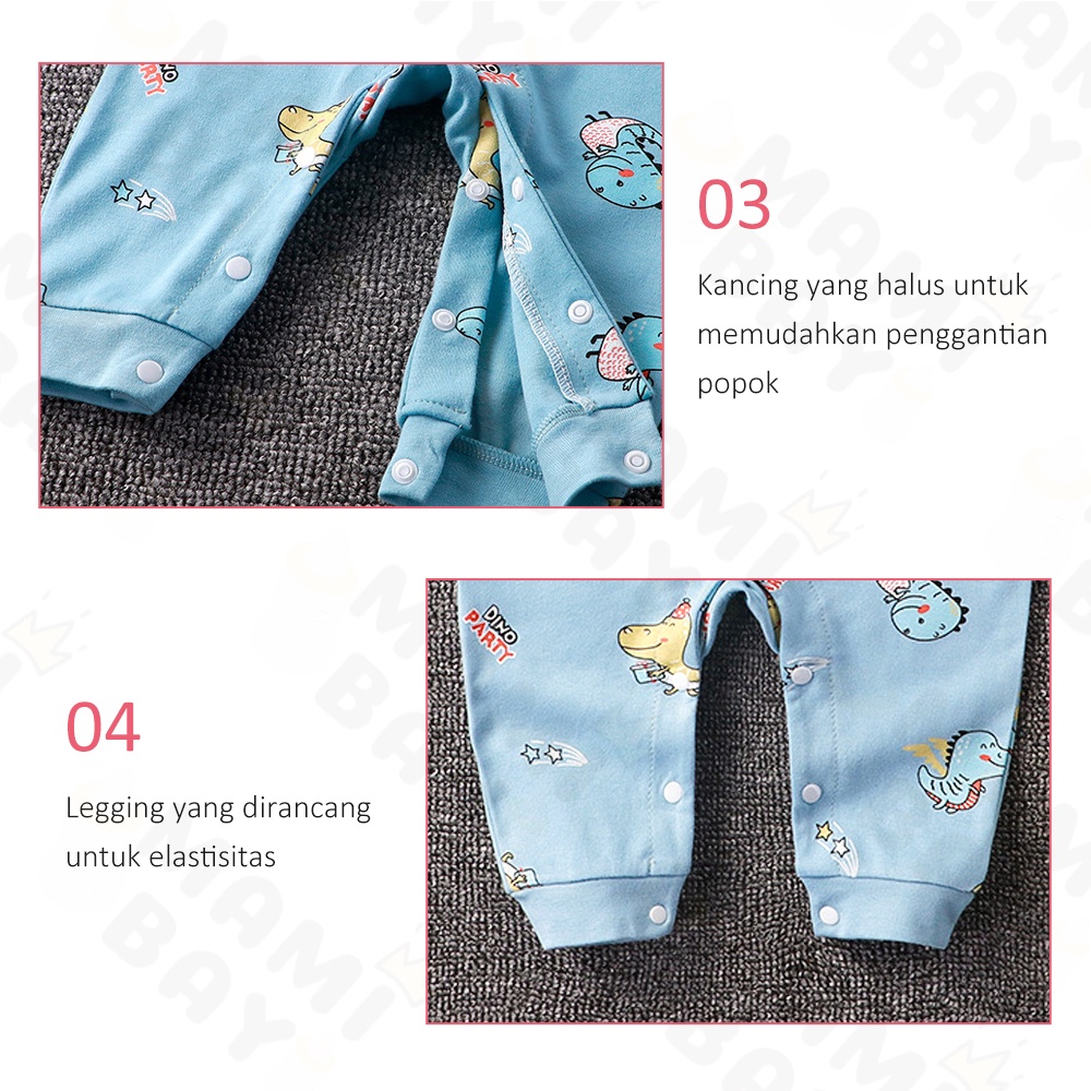 OKEYI baju bayi Jumper pendek bayi motif lucu bodysuit bayi newborn