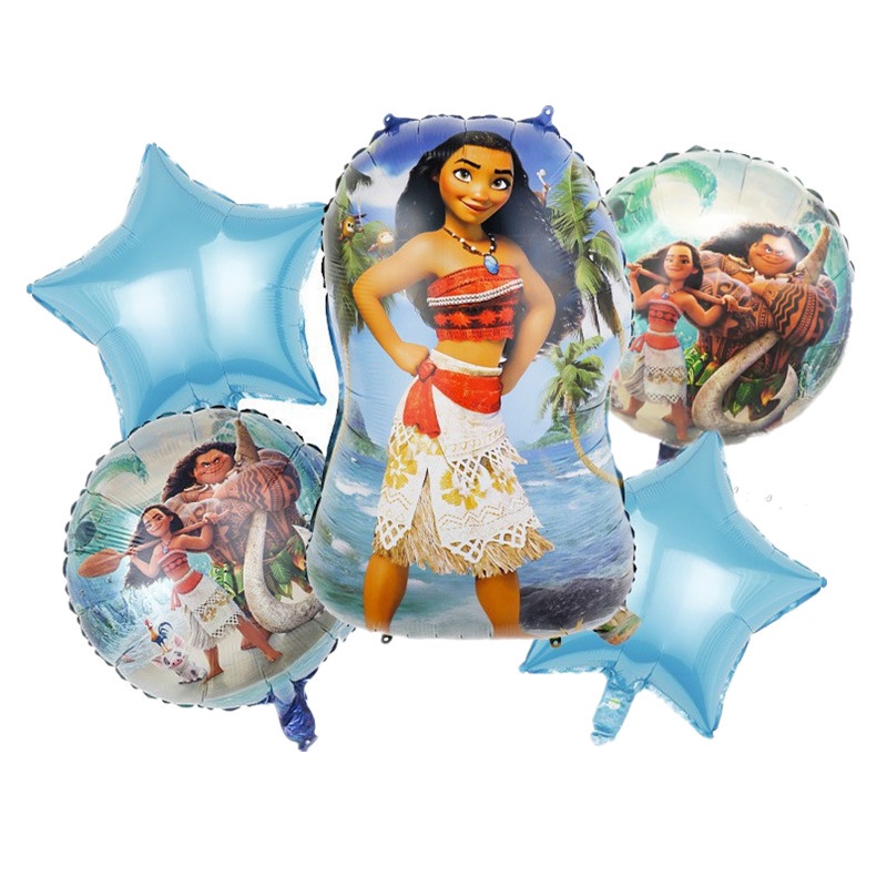 10 Pcs 5 Pcs Disney Movie Moana Action Figure Balon Foil Moana Baby Doll Aluminium Film Balon Festival Ulang Tahun