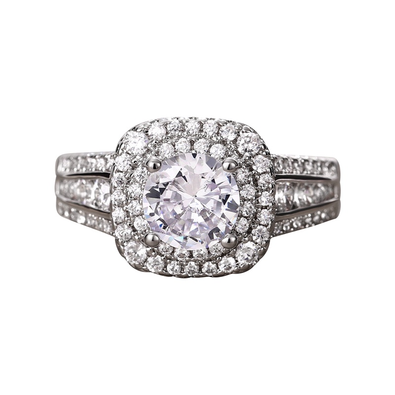 Cincin Kawin Wanita Mewah Trendi Warna Perak Eternity Engagement Lamaran Rings Untuk Hadiah Anniversary Kekasih Perhiasan Panas