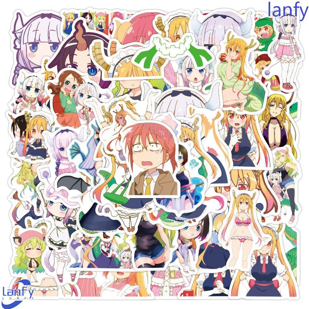 Lanfy Miss Kobayashis Dragon Maid Tahan Air Kreativitas Laptop Self-Adhesive Alat Tulis Stiker Ponsel Dekorasi Graffiti Stiker