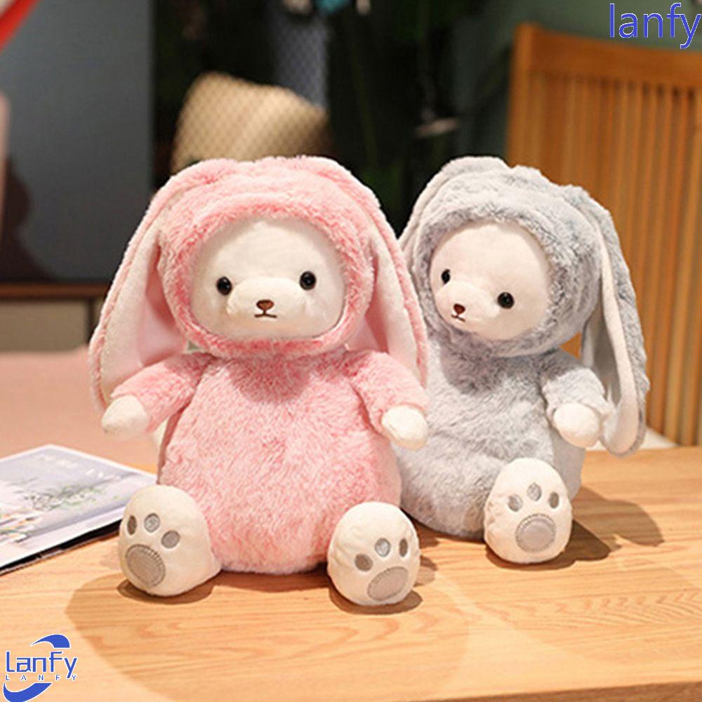 Lanfy Transform Bear Rabbit Plush Toy Mainan Anak Kawaii Boneka Hewan Dekorasi Rumah Boneka Kartun Mainan Lembut Bear Rabbit Boneka Mainan