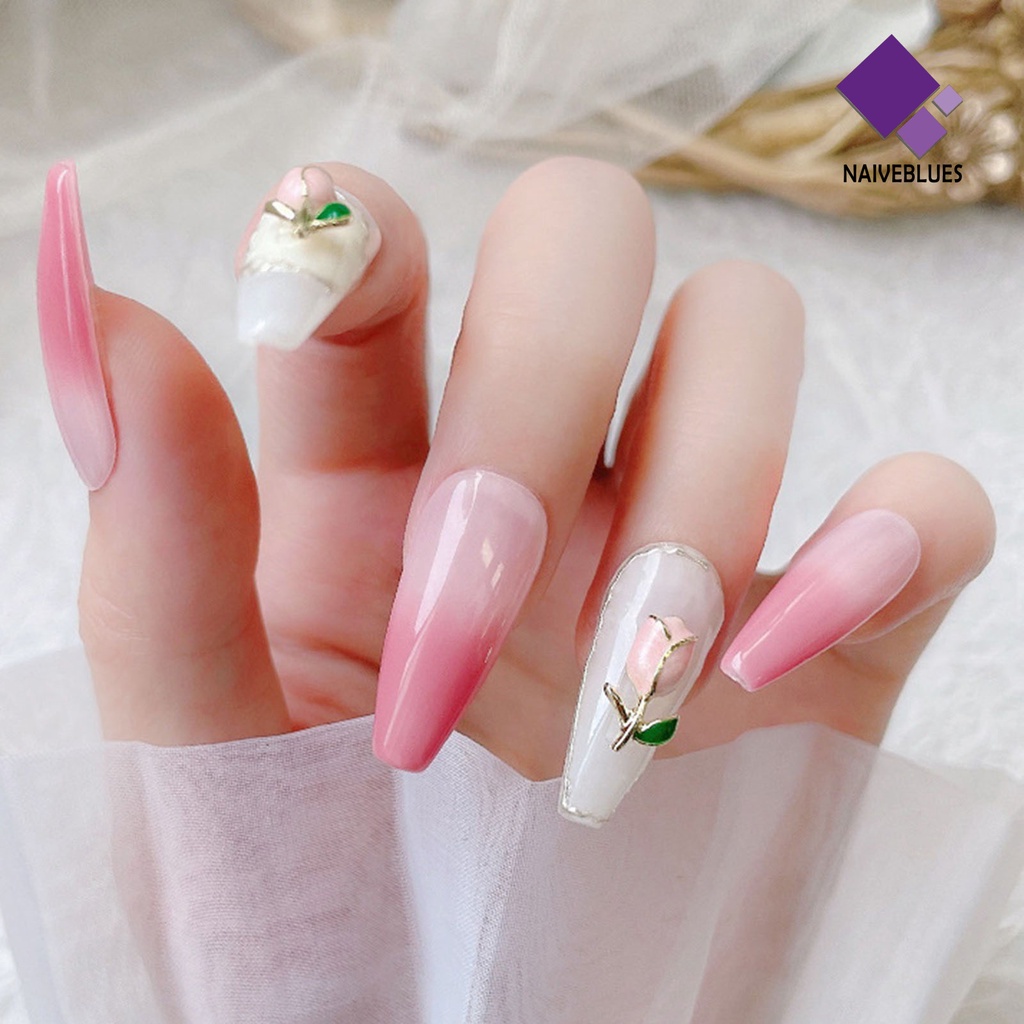 [naiveblues] 10pcs Nail Art Tulip High Gloss Tiga Dimensi Removable DIY Alloy Glitter Tulip